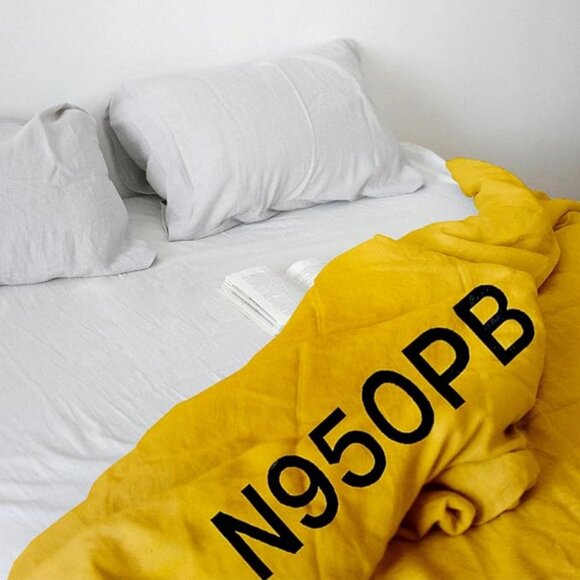 Playboy N950pb Printed Cashmere Blanket Soft Cozy Blanket in Dijon-W/L: 96"x48'' - Picture 1 of 6